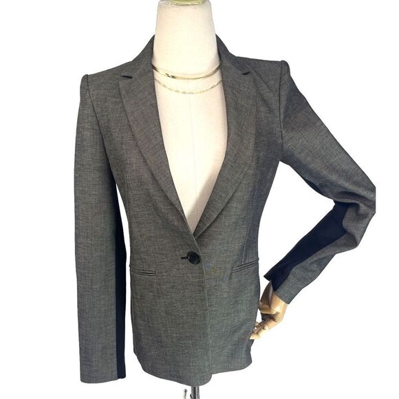 BCBG MaxAzria Womens Blazer Jacket Size XS Gray Black Structured - Picture 2 of 16